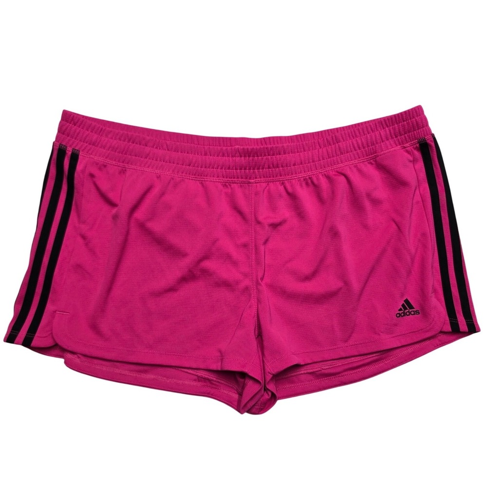 Adidas Pacer 3-Stripes Knit Training Shorts Pink Black Womens XL HM8655 Gorpcore